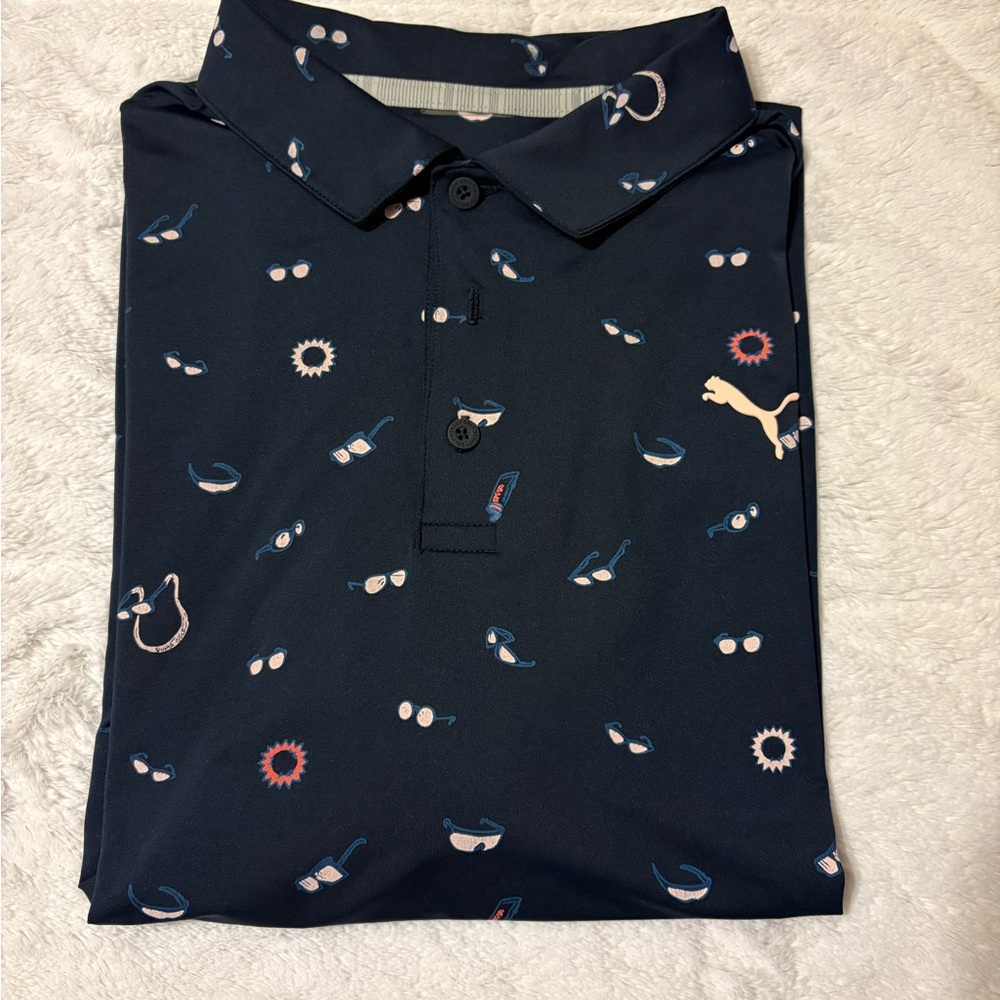 Puma Navy Polo with sunglasses pattern large